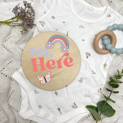 Rainbows Newborn milestone cards, baby milestone discs, boho nursery, aesthetic nursery, beige nursery