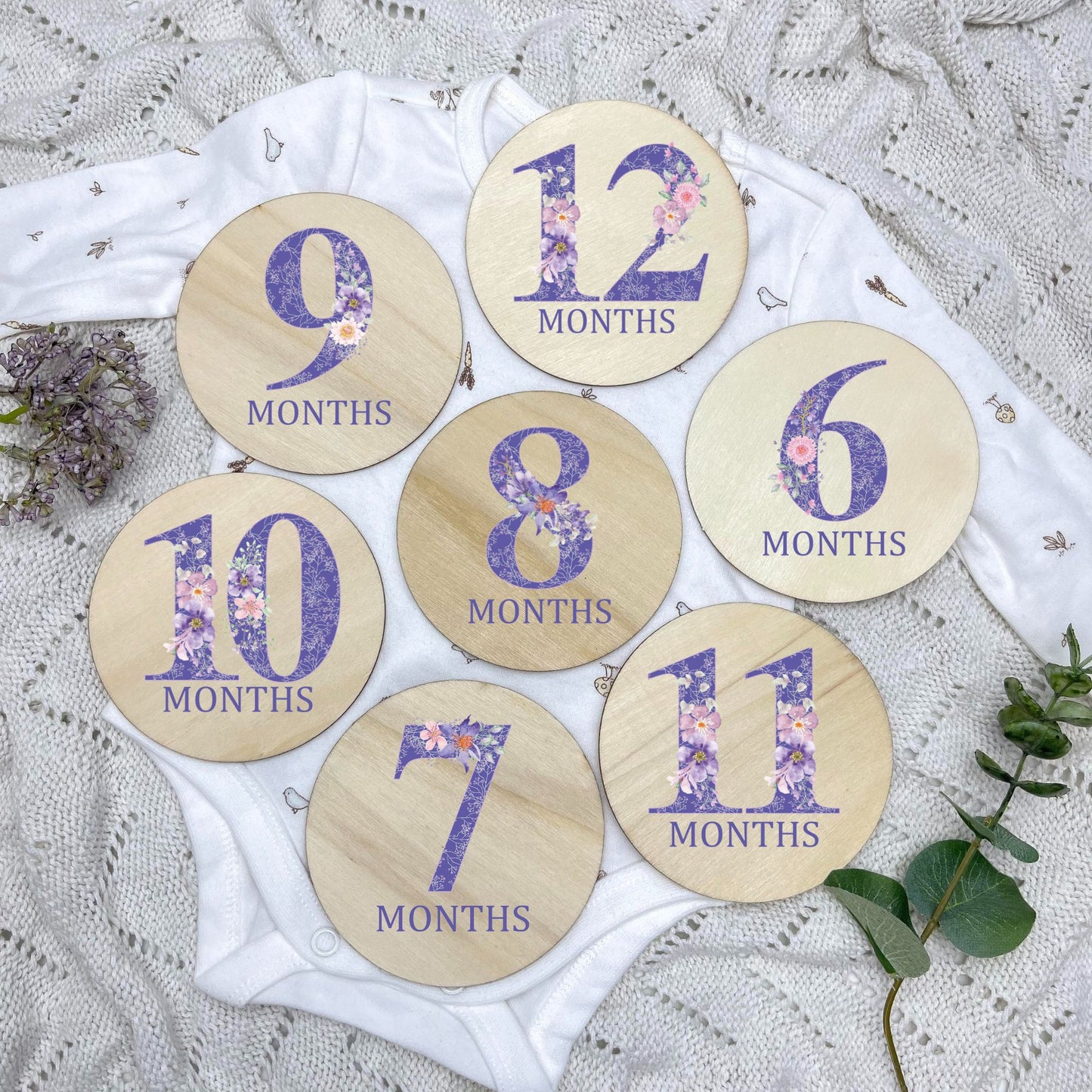 Floral milestone cards, baby milestone discs, boho nursery, aesthetic nursery, beige nursery