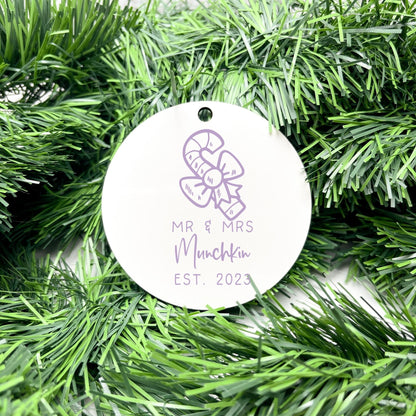 Personalised Newlywed Bauble, Mr. & Mrs. Christmas Ornament, First Christmas as Spouses Bauble, First Married Christmas Ornament
