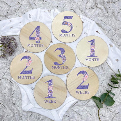 Floral milestone cards, baby milestone discs, boho nursery, aesthetic nursery, beige nursery