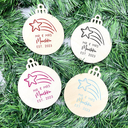 Personalised Newlywed Bauble, Mr. & Mrs. Christmas Ornament, First Christmas as Spouses Bauble, First Married Christmas Ornament