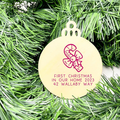 Personalised first Christmas in new home bauble, Housewarming Ornament, Cozy Home Decoration, new home bauble, holiday decor, christmas tree