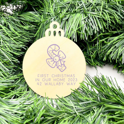 Personalised first Christmas in new home bauble, Housewarming Ornament, Cozy Home Decoration, new home bauble, holiday decor, christmas tree