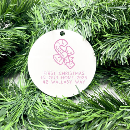 Personalised first Christmas in new home bauble, Housewarming Ornament, Cozy Home Decoration, new home bauble, holiday decor, christmas tree