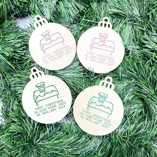 Personalised first Christmas in new home bauble, Housewarming Ornament, Cozy Home Decoration, new home bauble, holiday decor, christmas tree