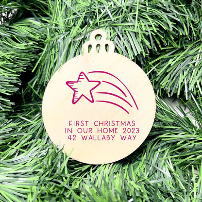 Personalised first Christmas in new home bauble, Housewarming Ornament, Cozy Home Decoration, new home bauble, holiday decor, christmas tree