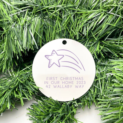 Personalised first Christmas in new home bauble, Housewarming Ornament, Cozy Home Decoration, new home bauble, holiday decor, christmas tree