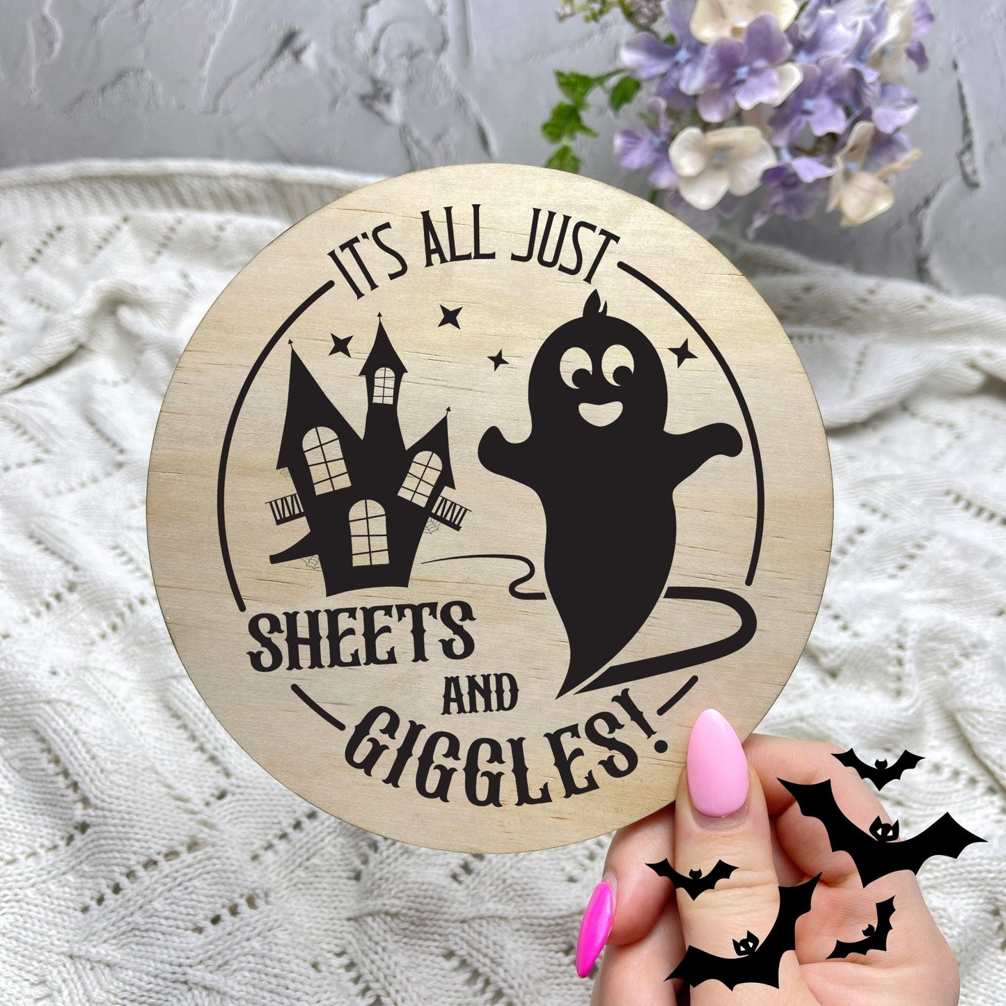 Sheets and giggles sign, Halloween Decor, Spooky Vibes, hocus pocus sign, trick or treat decor, haunted house h28