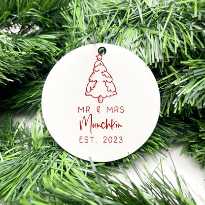 Personalised Newlywed Bauble, Mr. & Mrs. Christmas Ornament, First Christmas as Spouses Bauble, First Married Christmas Ornament