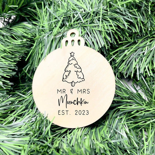 Personalised Newlywed Bauble, Mr. & Mrs. Christmas Ornament, First Christmas as Spouses Bauble, First Married Christmas Ornament