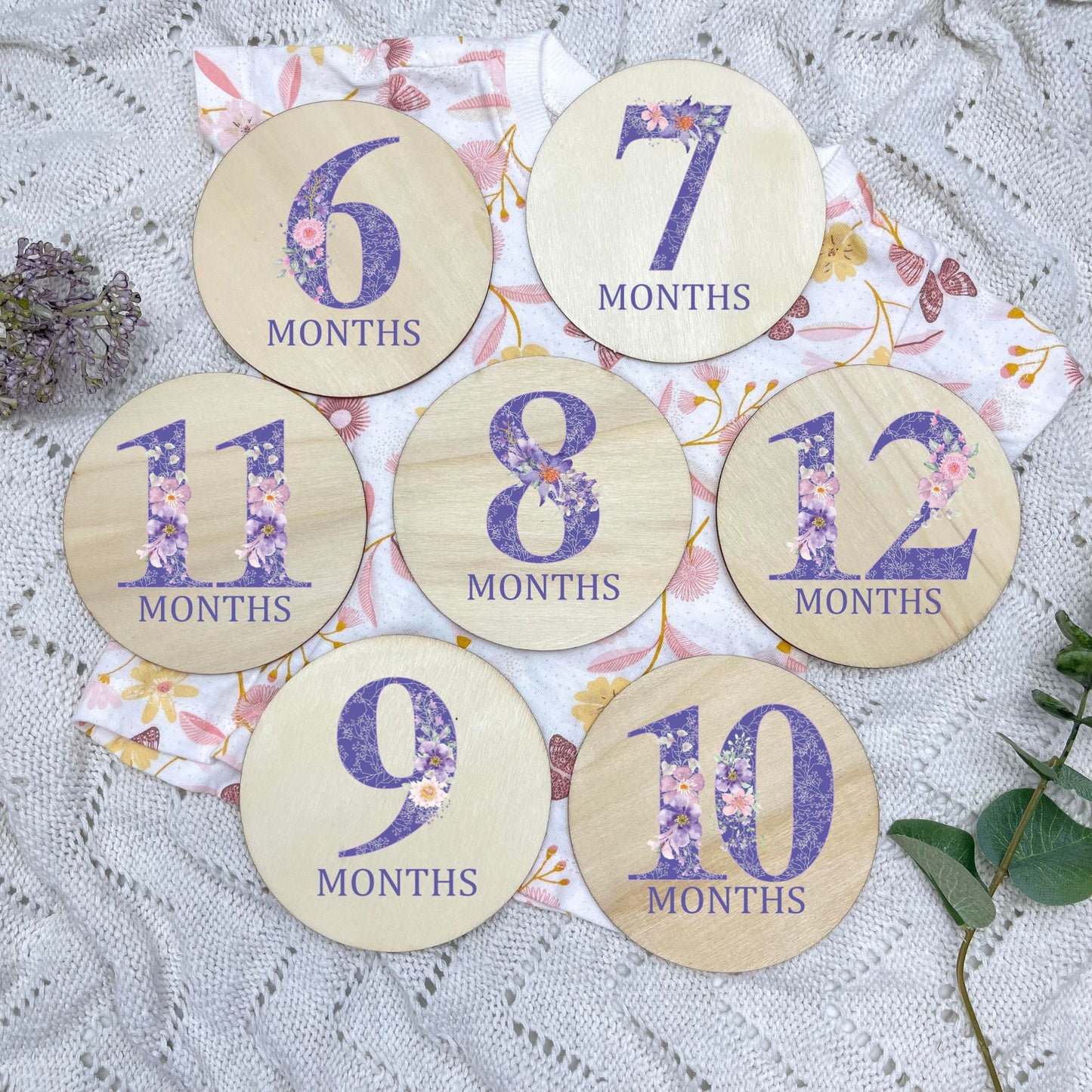 Floral milestone cards, baby milestone discs, boho nursery, aesthetic nursery, beige nursery