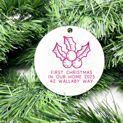 Personalised first Christmas in new home bauble, Housewarming Ornament, Cozy Home Decoration, new home bauble, holiday decor, christmas tree