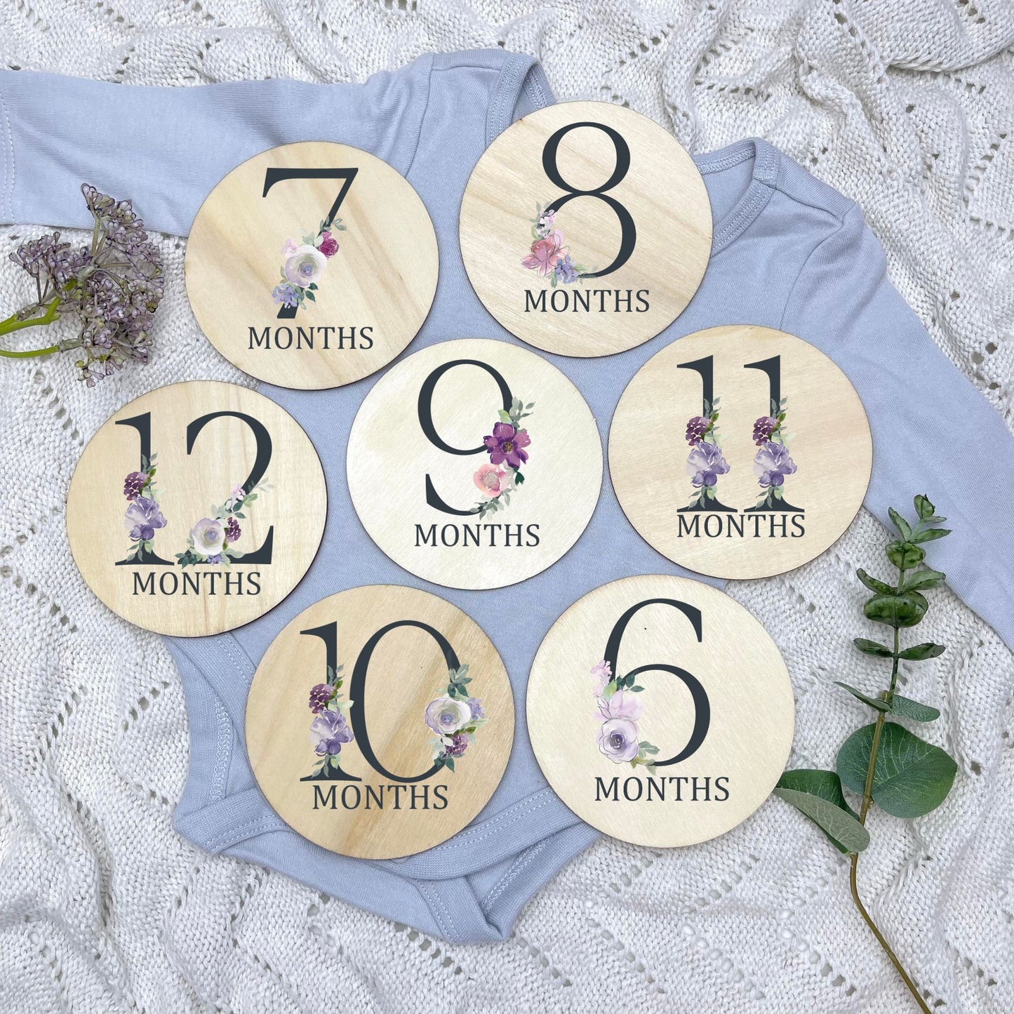 Floral milestone cards, baby milestone discs, boho nursery, aesthetic nursery, beige nursery