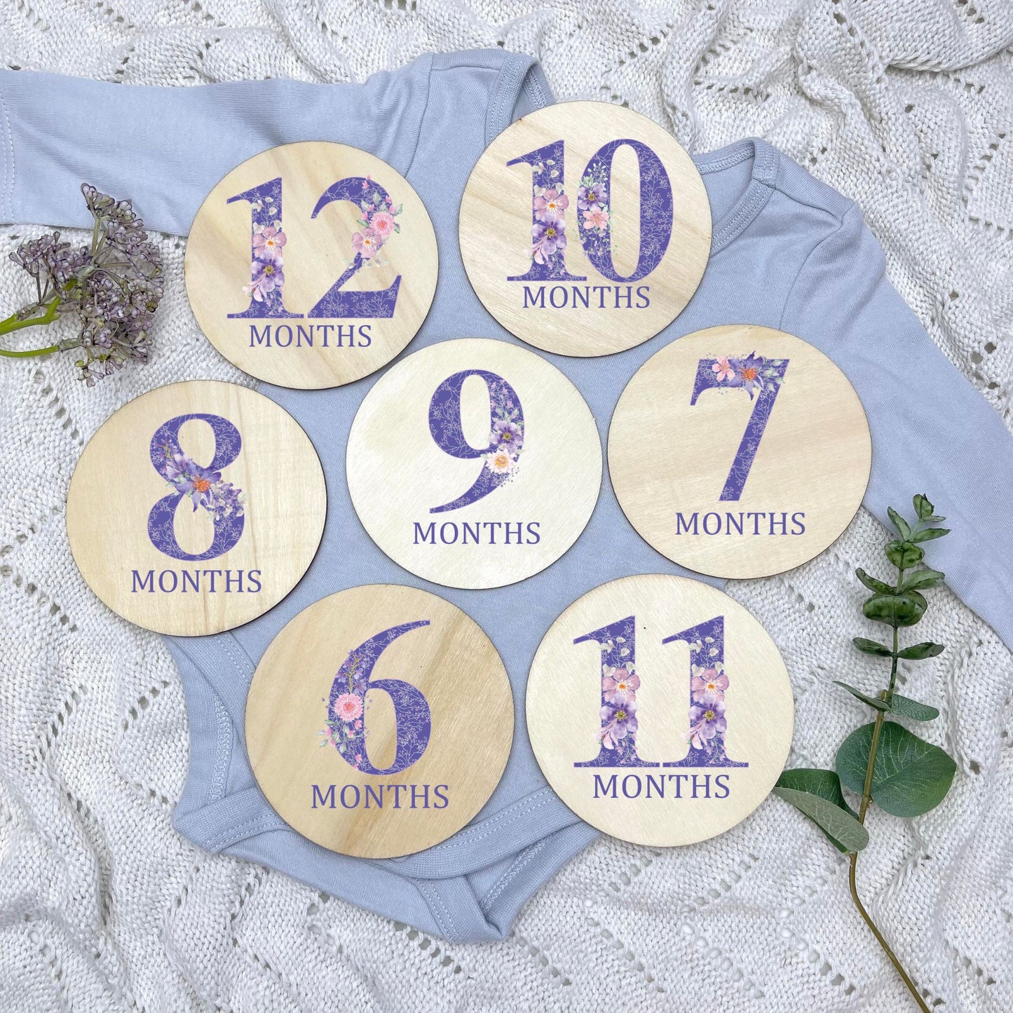 Floral milestone cards, baby milestone discs, boho nursery, aesthetic nursery, beige nursery