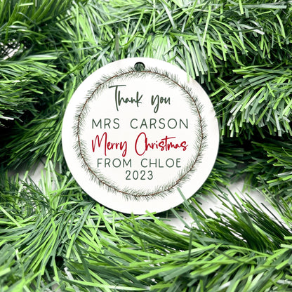 Personalised Teacher Bauble, Thank You Teacher Gift, Christmas Ornament for Teachers, End of Year Teacher Gift, Educator Appreciation Gift