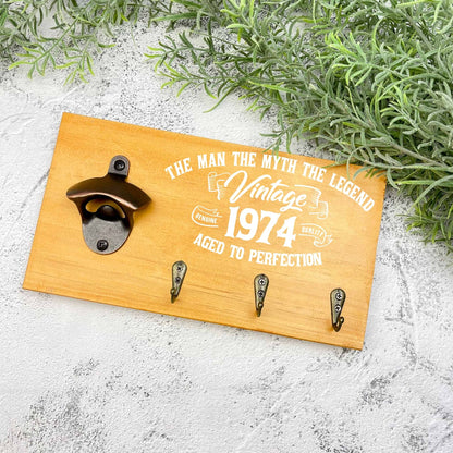 Man the myth the legend 50th Birthday beer sign, 1973 beer sign gift, 1974 birthday, 50th celebration, bottle opener sign