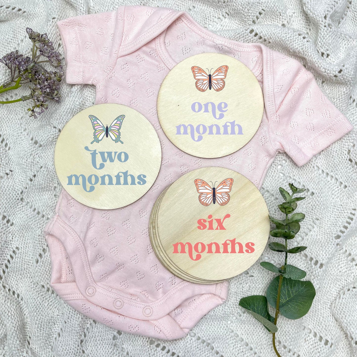 Rainbows Newborn milestone cards, baby milestone discs, boho nursery, aesthetic nursery, beige nursery