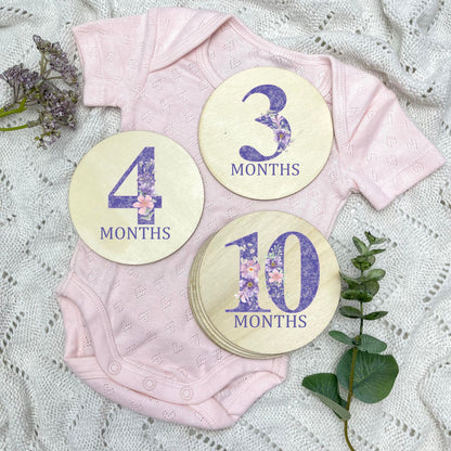 Floral milestone cards, baby milestone discs, boho nursery, aesthetic nursery, beige nursery