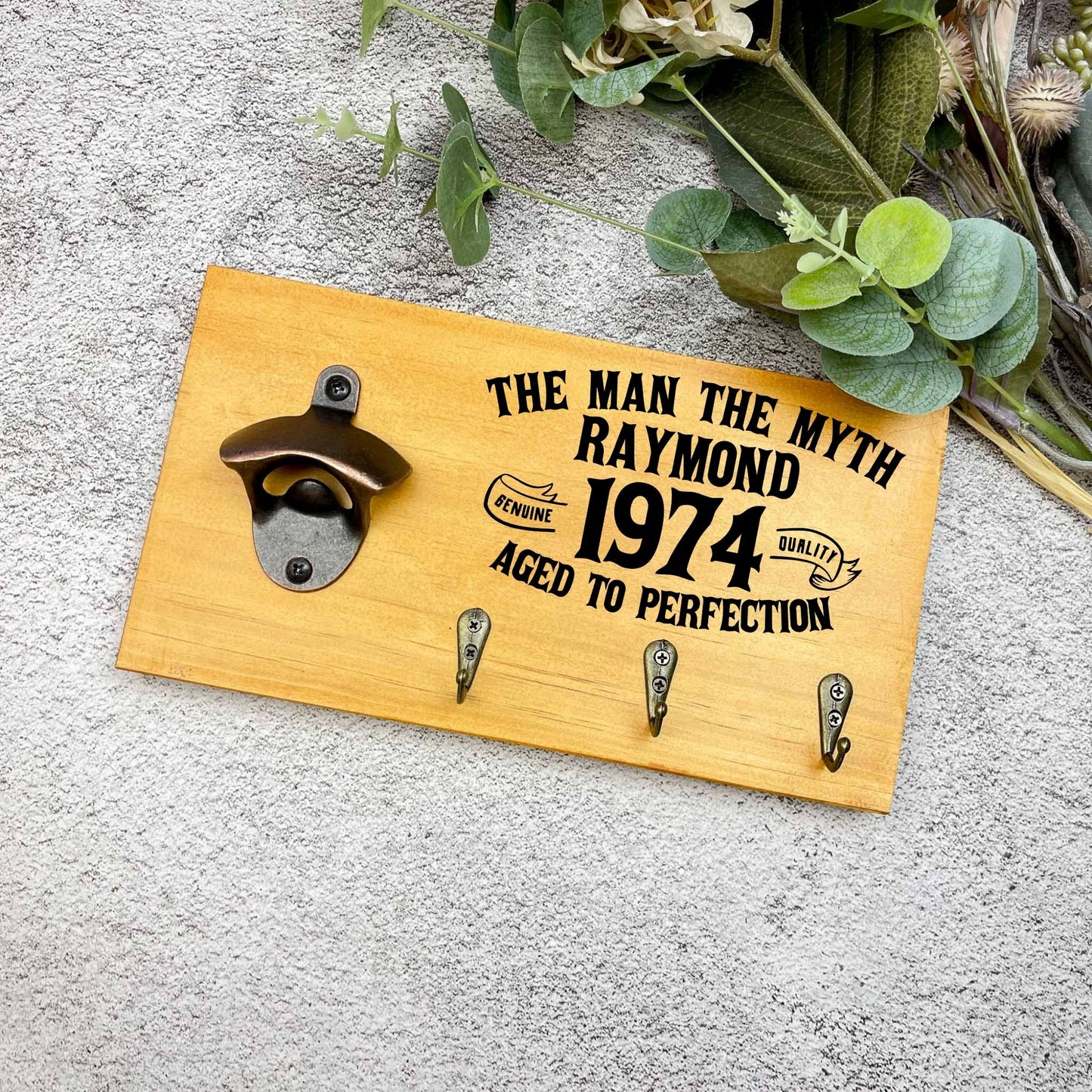 Personalised 50th Birthday beer sign, 1973 beer sign gift, 1974 birthday, 50th celebration, bottle opener sign