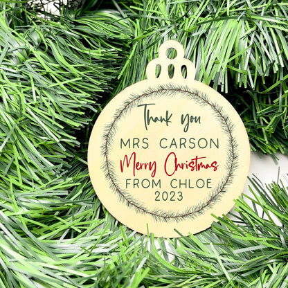 Personalised Teacher Bauble, Thank You Teacher Gift, Christmas Ornament for Teachers, End of Year Teacher Gift, Educator Appreciation Gift