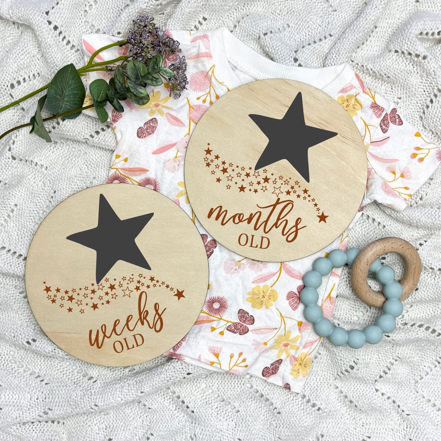 Starry Stars Reusable milestone cards, fill in your own milestone card, baby shower gift, weeks old, months old, milestone cards