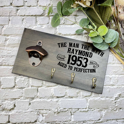 Personalised 70th Birthday beer sign, 1953 beer sign gift, 1954 birthday, 70th celebration, bottle opener sign