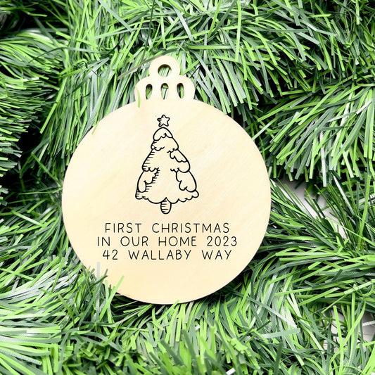 Personalised first Christmas in new home bauble, Housewarming Ornament, Cozy Home Decoration, new home bauble, holiday decor, christmas tree