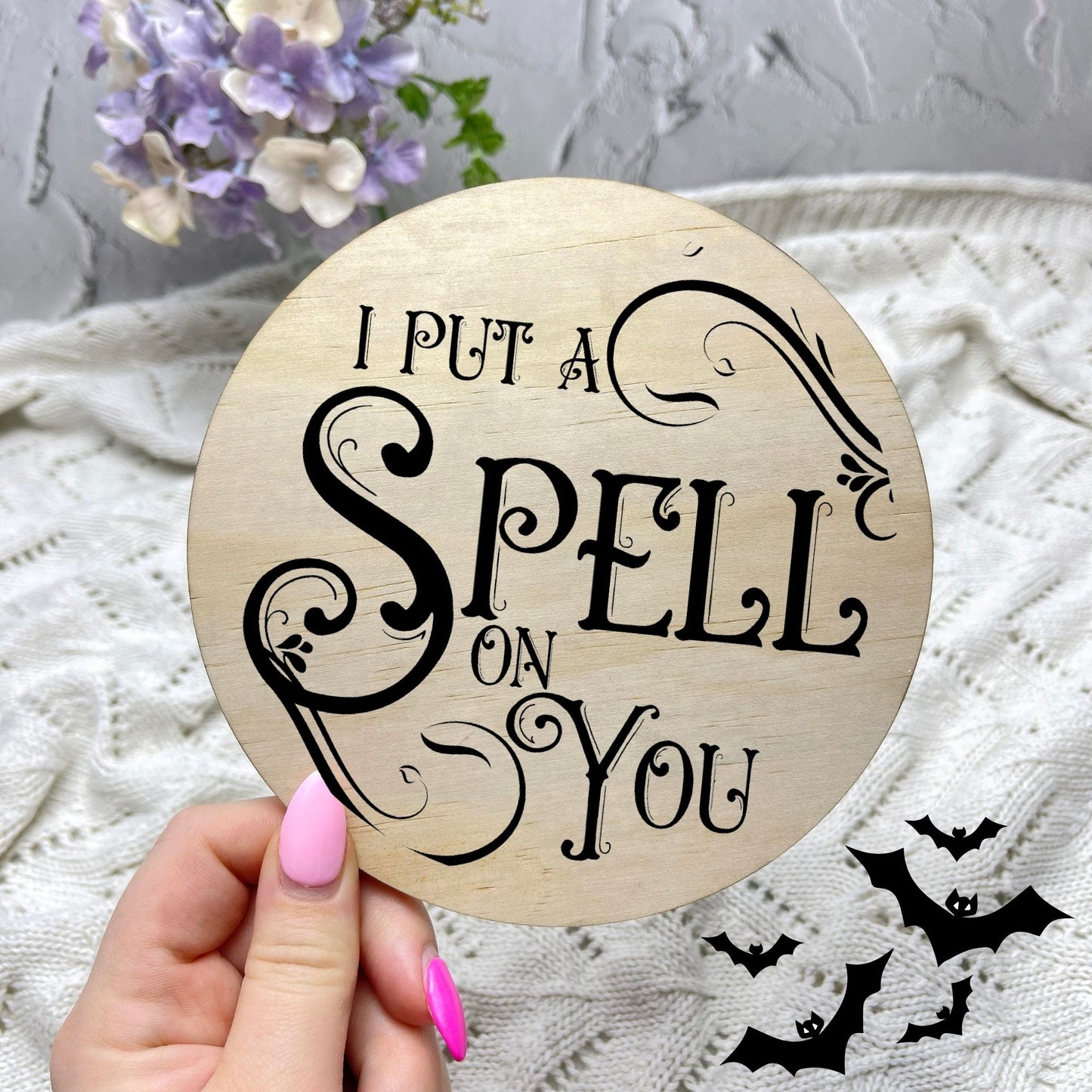 I put a spell on you sign, Halloween Decor, Spooky Vibes, hocus pocus sign, trick or treat decor, haunted house h55