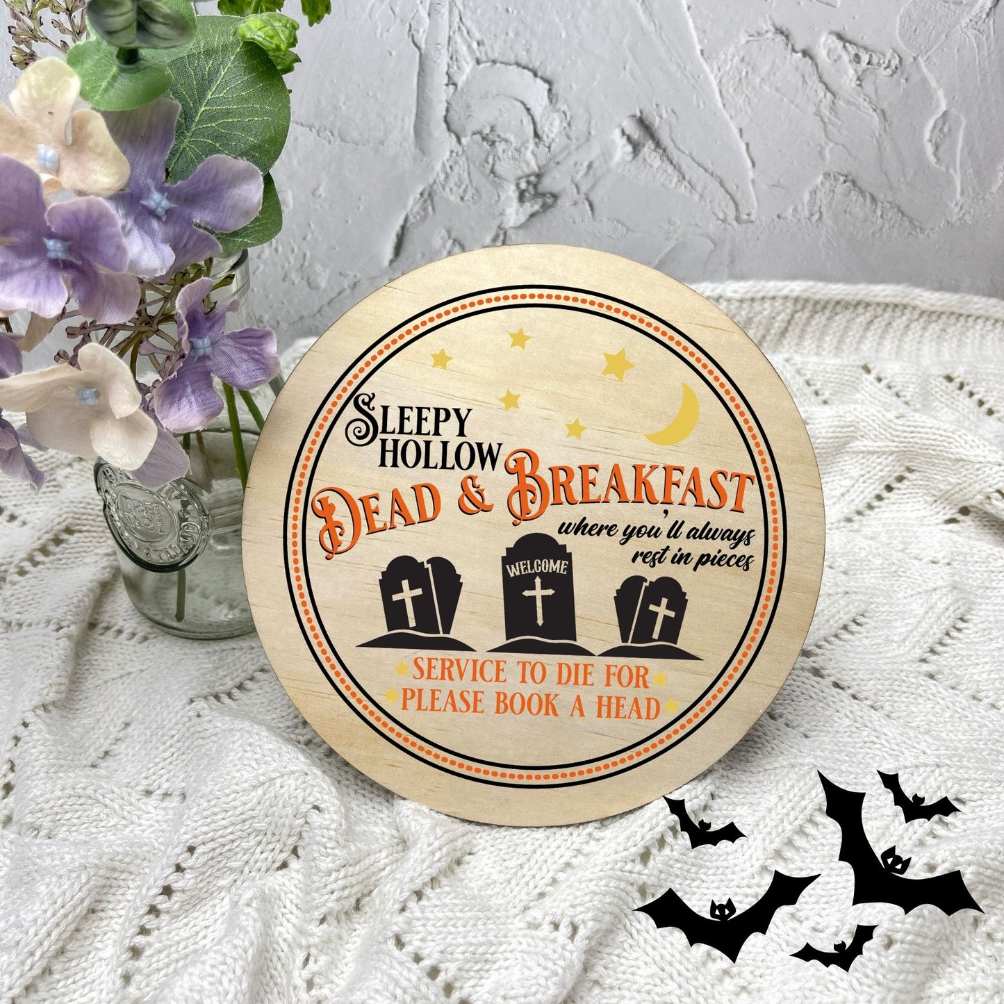Sleepy Hollow Dead and Breakfast sign, Halloween Decor, Spooky Vibes, hocus pocus sign, trick or treat decor, haunted house h30