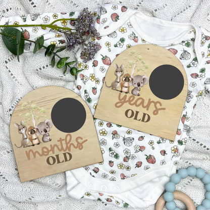 Aussie Animals Reusable milestone cards, fill in your own milestone card, baby shower gift, weeks old, months old, milestone cards