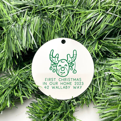 Personalised first Christmas in new home bauble, Housewarming Ornament, Cozy Home Decoration, new home bauble, holiday decor, christmas tree