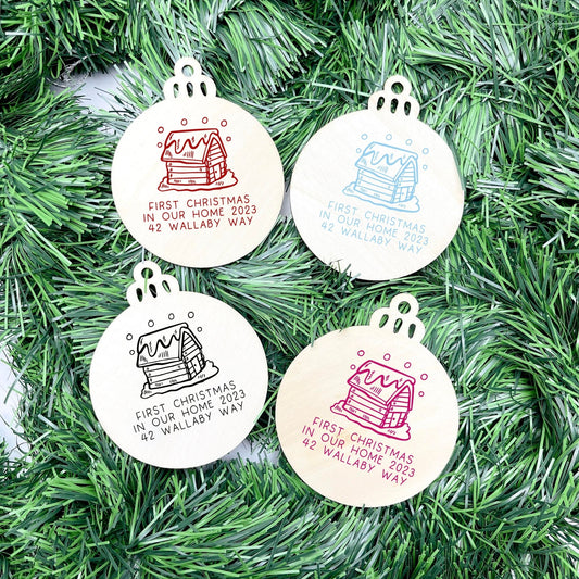 Personalised first Christmas in new home bauble, Housewarming Ornament, Cozy Home Decoration, new home bauble, holiday decor, christmas tree