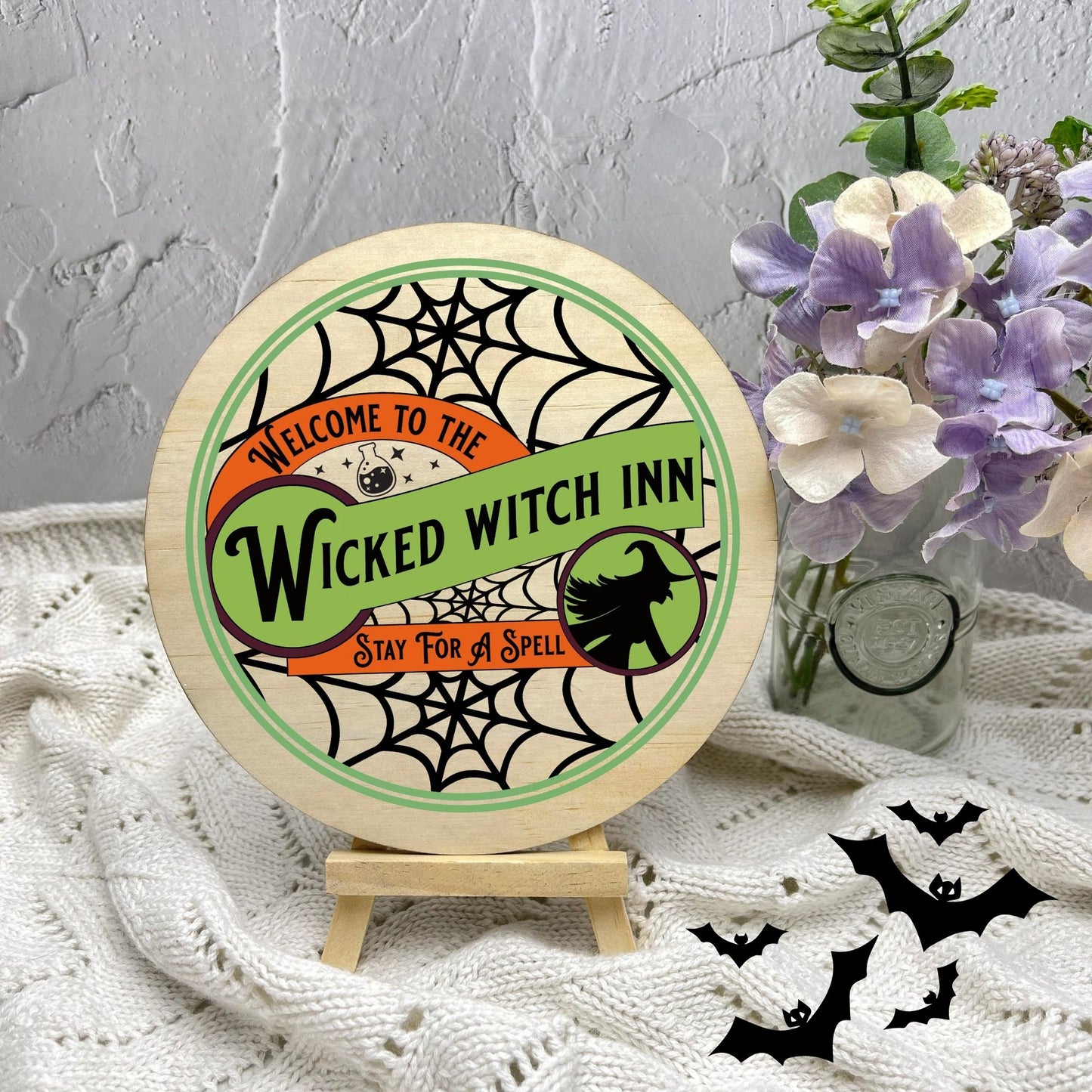 Wicked witch inn sign, Halloween Decor, Spooky Vibes, hocus pocus sign, trick or treat decor, haunted house h56