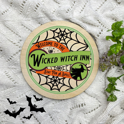 Wicked witch inn sign, Halloween Decor, Spooky Vibes, hocus pocus sign, trick or treat decor, haunted house h56