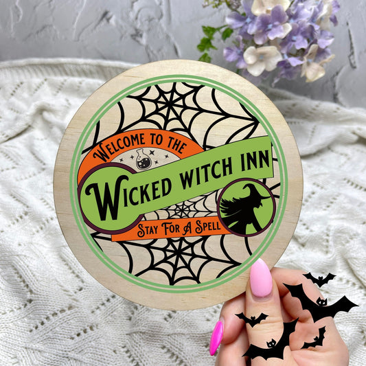 Wicked witch inn sign, Halloween Decor, Spooky Vibes, hocus pocus sign, trick or treat decor, haunted house h56