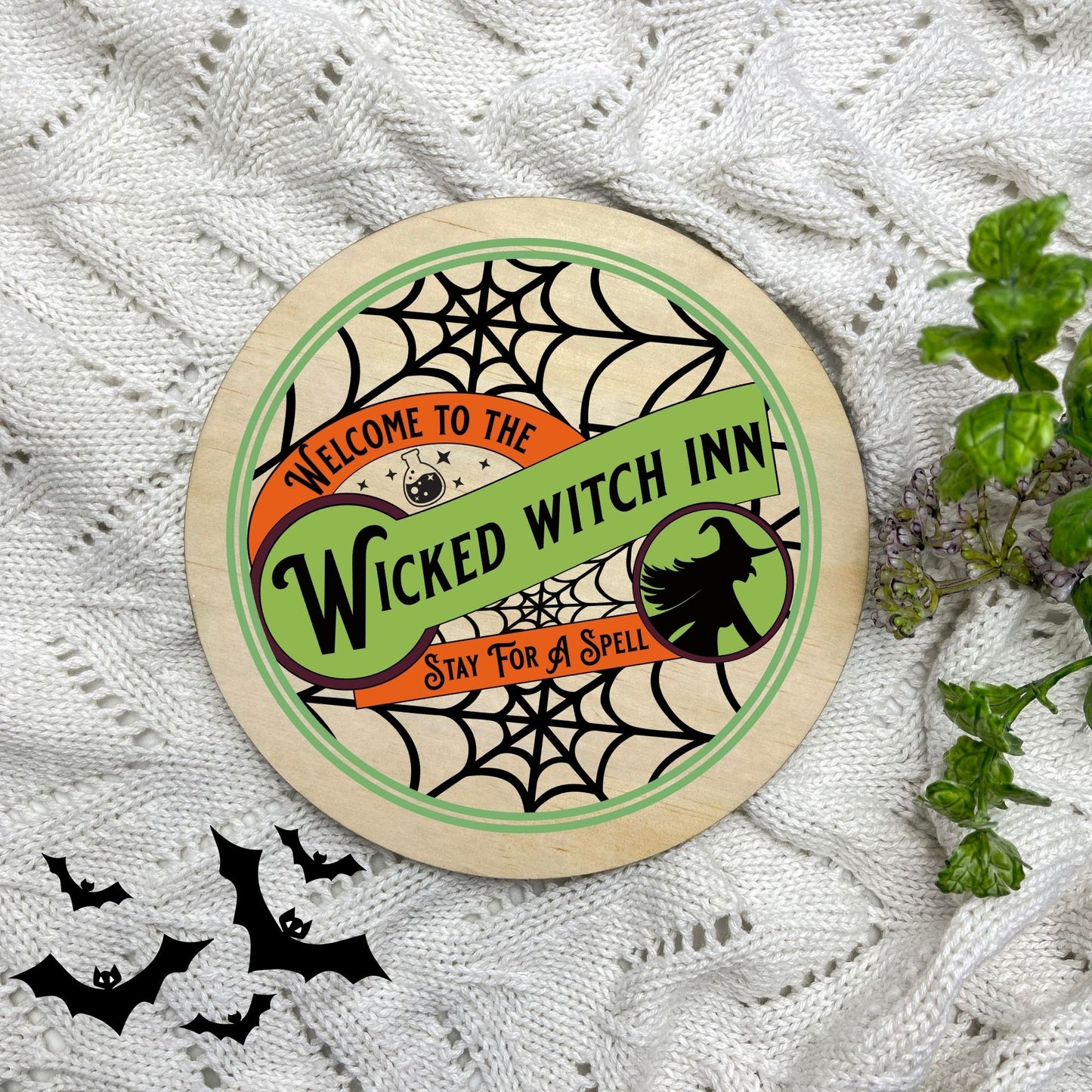 Wicked witch inn sign, Halloween Decor, Spooky Vibes, hocus pocus sign, trick or treat decor, haunted house h56