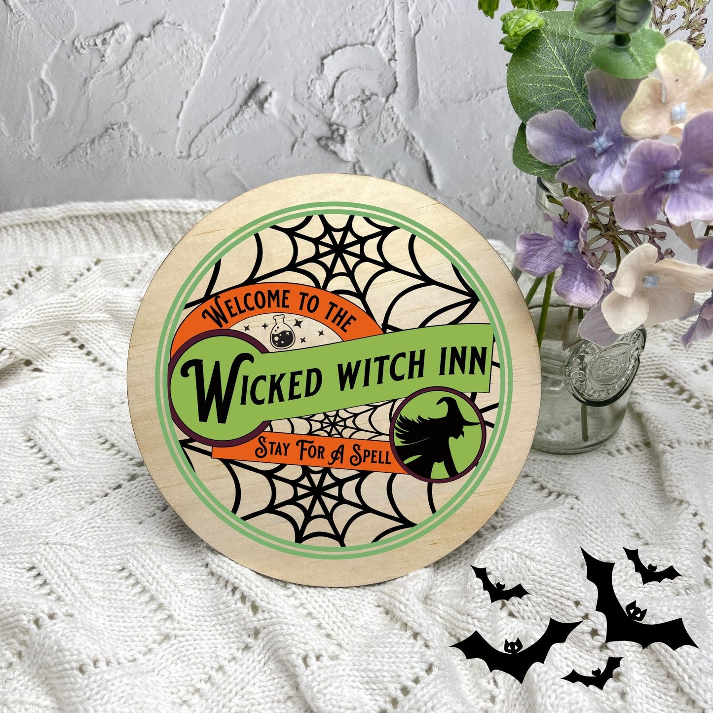 Wicked witch inn sign, Halloween Decor, Spooky Vibes, hocus pocus sign, trick or treat decor, haunted house h56