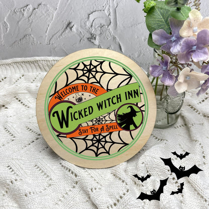 Wicked witch inn sign, Halloween Decor, Spooky Vibes, hocus pocus sign, trick or treat decor, haunted house h56