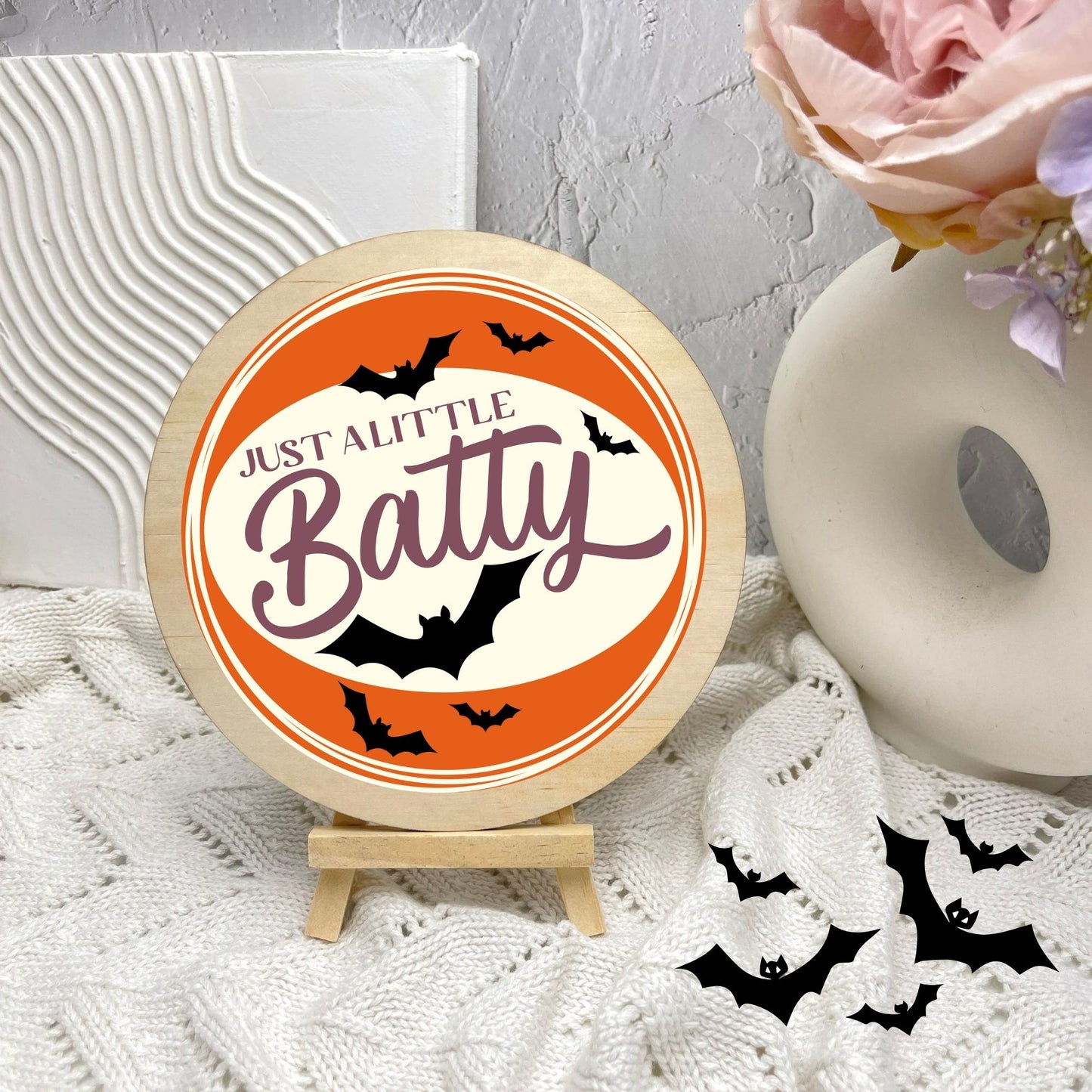 Just a little batty sign, Halloween Decor, Spooky Vibes, hocus pocus sign, trick or treat decor, haunted house h57