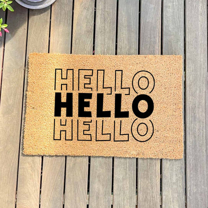 Hello doormat, unique doormat, custom doormat, personalised doormat