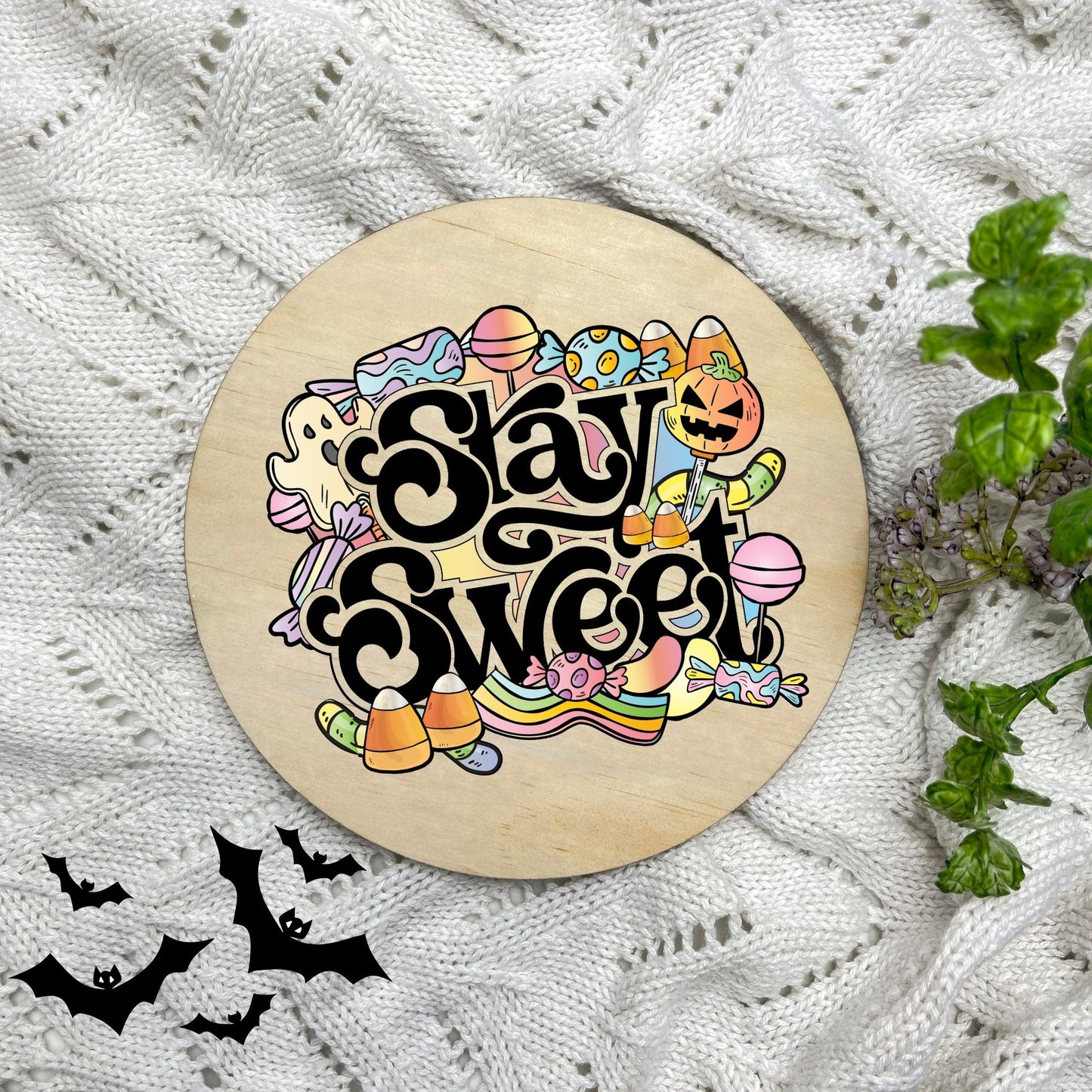 Stay sweet sign, Halloween Decor, Spooky Vibes, hocus pocus sign, trick or treat decor, haunted house h1