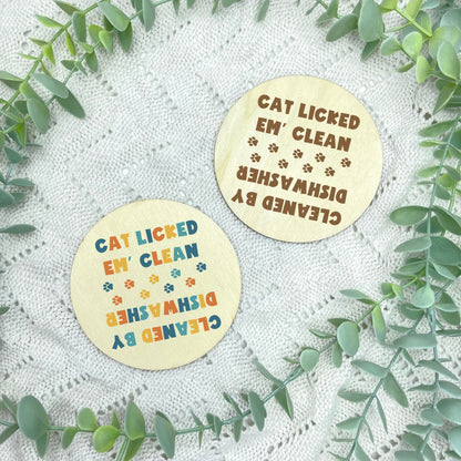 Cat licked it, dishwasher magnet, clean and dirty magnet, kitchen utensil