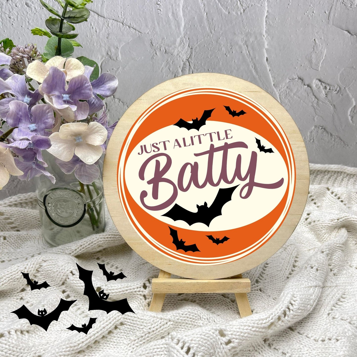 Just a little batty sign, Halloween Decor, Spooky Vibes, hocus pocus sign, trick or treat decor, haunted house h57