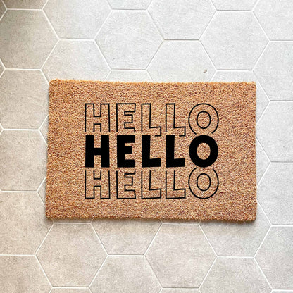 Hello doormat, unique doormat, custom doormat, personalised doormat