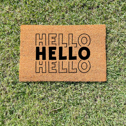 Hello doormat, unique doormat, custom doormat, personalised doormat