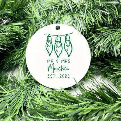 Personalised Newlywed Bauble, Mr. & Mrs. Christmas Ornament, First Christmas as Spouses Bauble, First Married Christmas Ornament