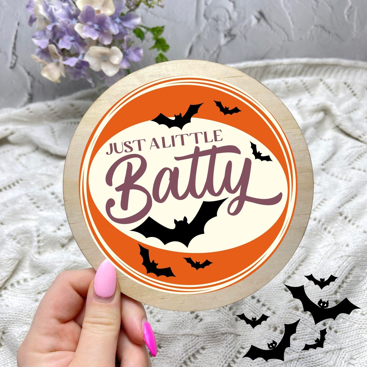 Just a little batty sign, Halloween Decor, Spooky Vibes, hocus pocus sign, trick or treat decor, haunted house h57