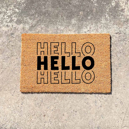 Hello doormat, unique doormat, custom doormat, personalised doormat