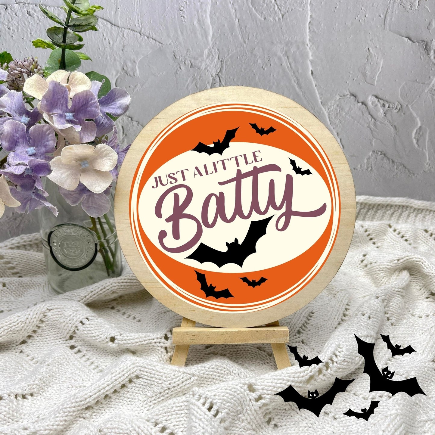 Just a little batty sign, Halloween Decor, Spooky Vibes, hocus pocus sign, trick or treat decor, haunted house h57