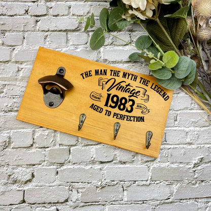 Man the myth the legend 40th Birthday beer sign, 1983 beer sign gift, 1984 birthday, 40th celebration, bottle opener sign